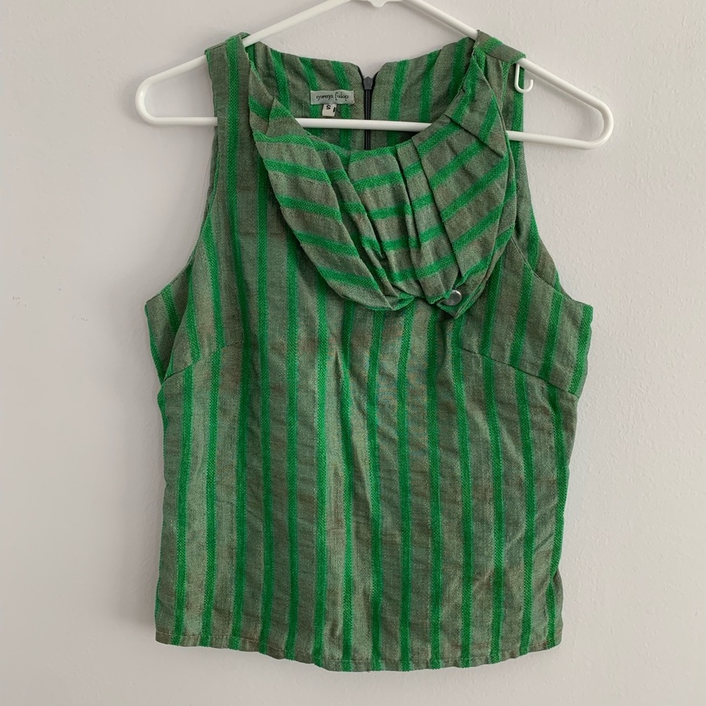 Green striped sleeveless top